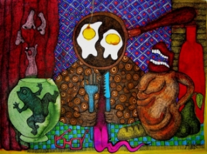 Le Mangeur Maské 50x40cm 2009